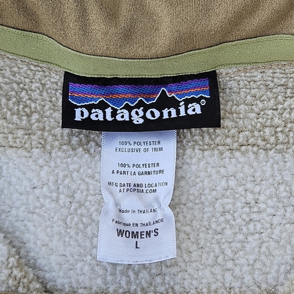 Patagonia Better Sweater 3/4 Zip Beige Cream Striped Fleece Jacket Womens Large - Picture 5 of 16